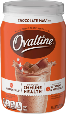 Ovaltine Chocolate Malt Powdered Drink Mix for Hot and Cold Milk Canister 12 oz
